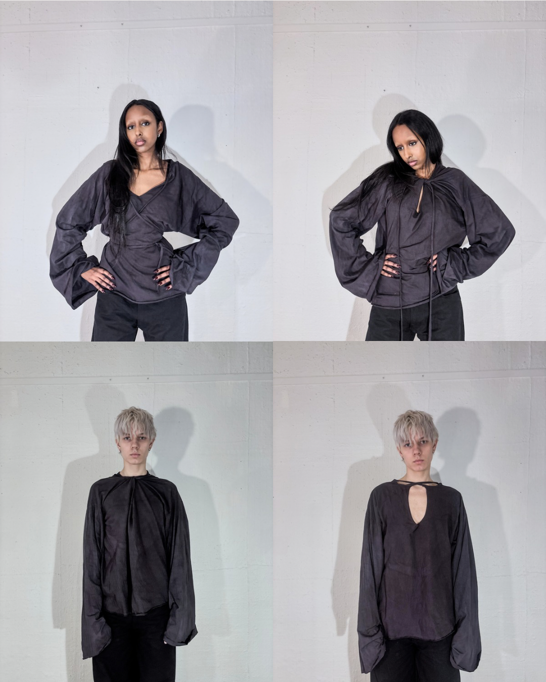 OVERDYED SQUARE-CUT V-NECK LONGSLEEVE