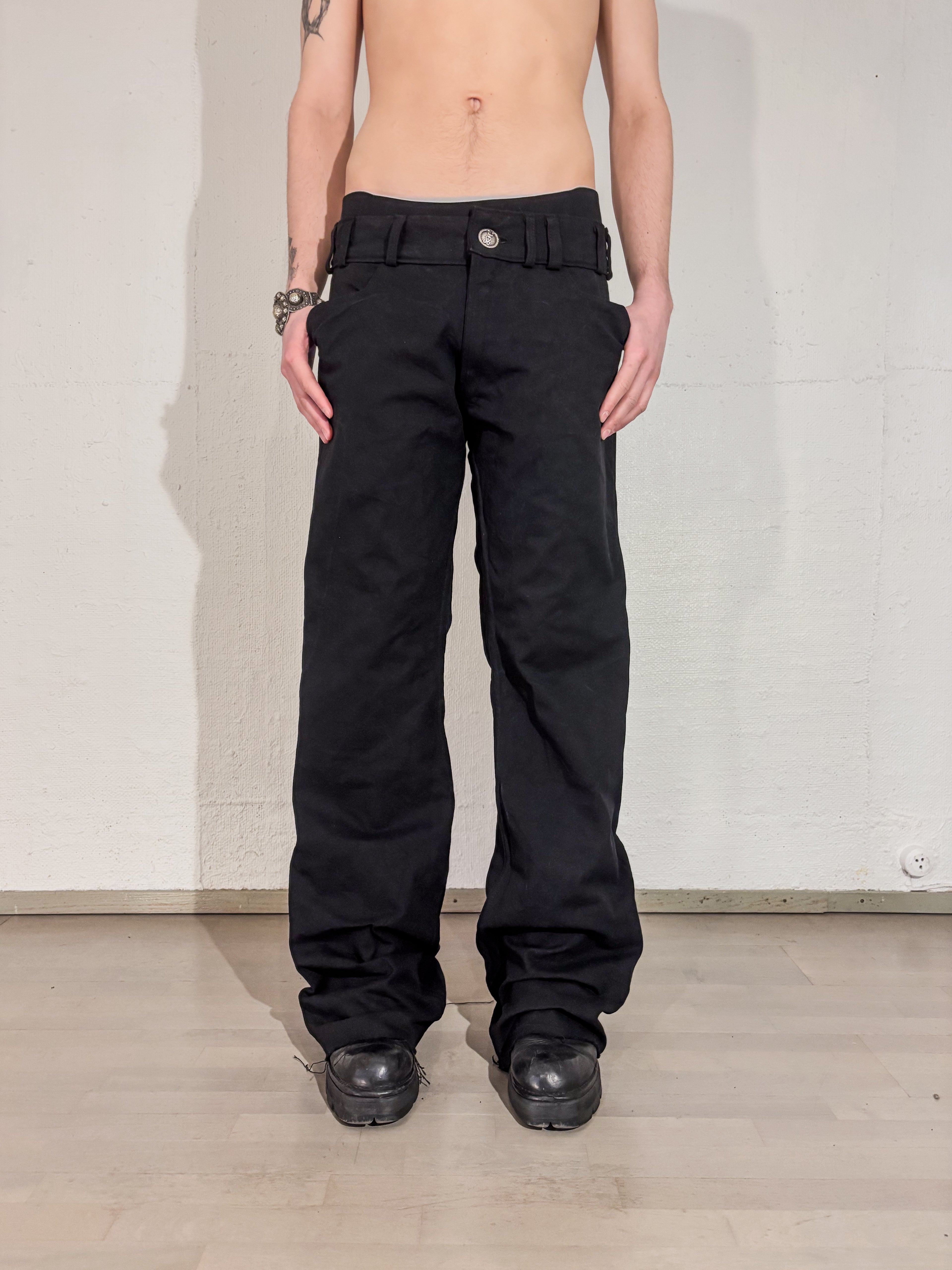 FLARED CANVAS TROUSERS