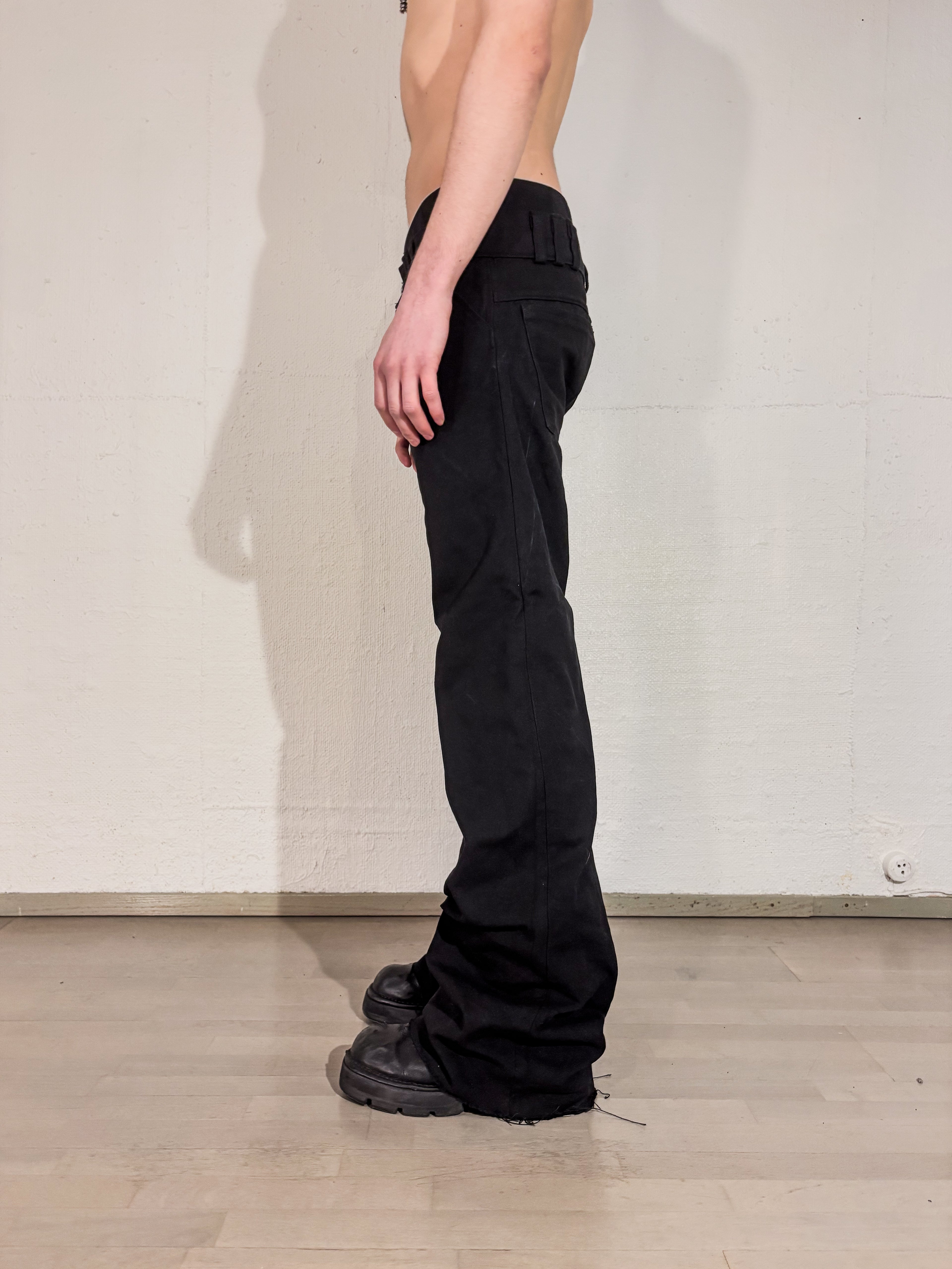 FLARED CANVAS TROUSERS