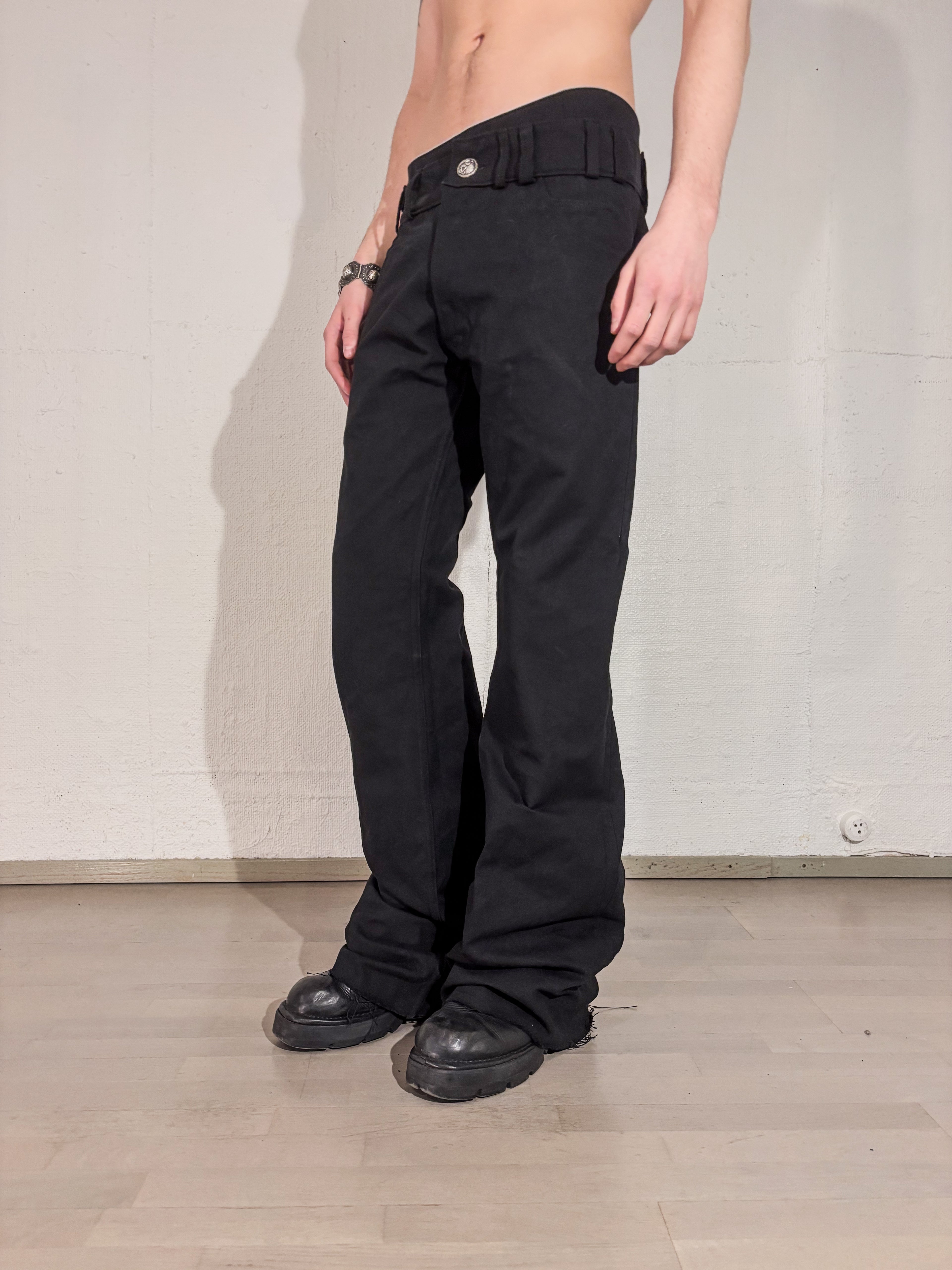 FLARED CANVAS TROUSERS