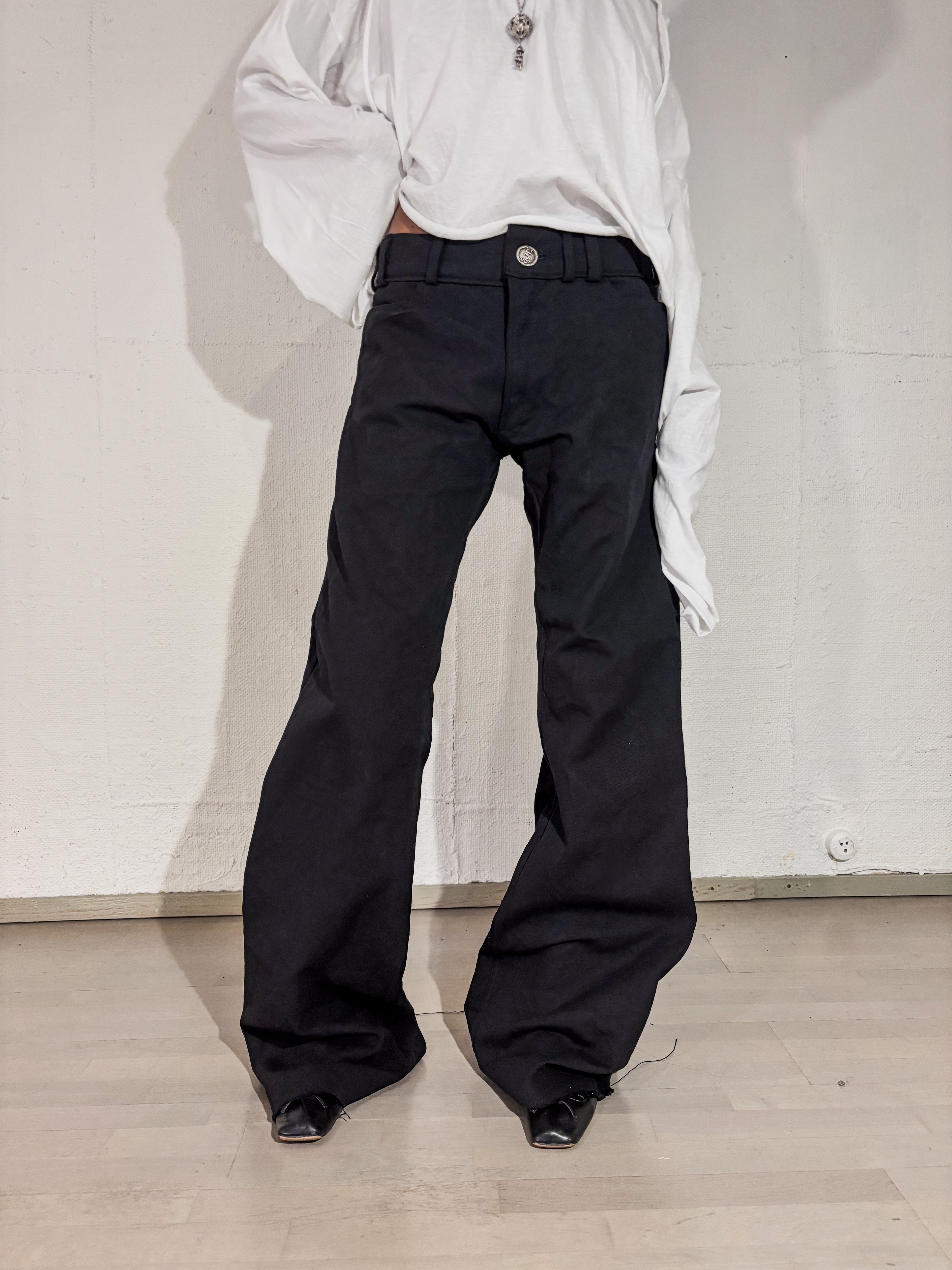FLARED CANVAS TROUSERS