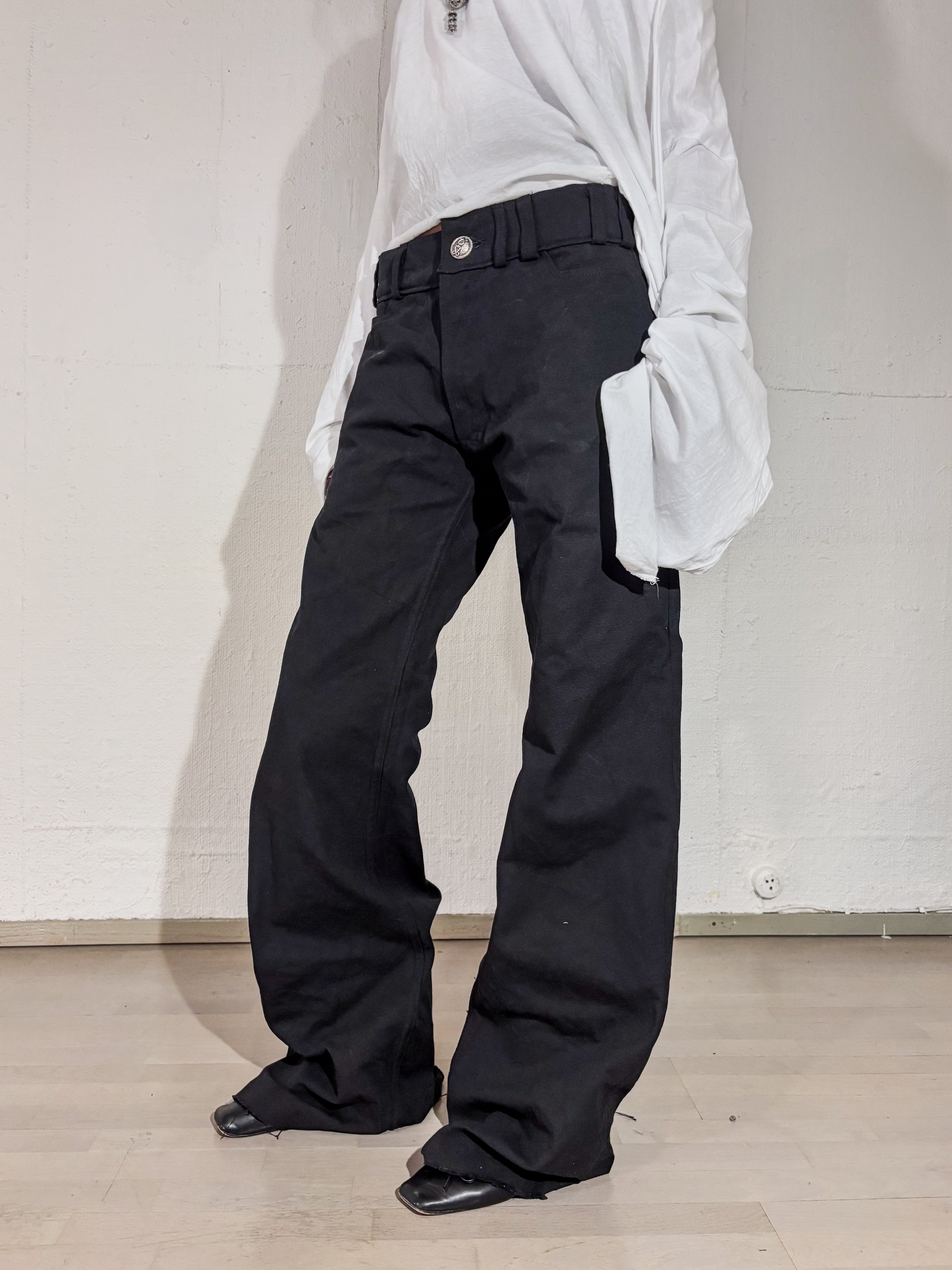 FLARED CANVAS TROUSERS
