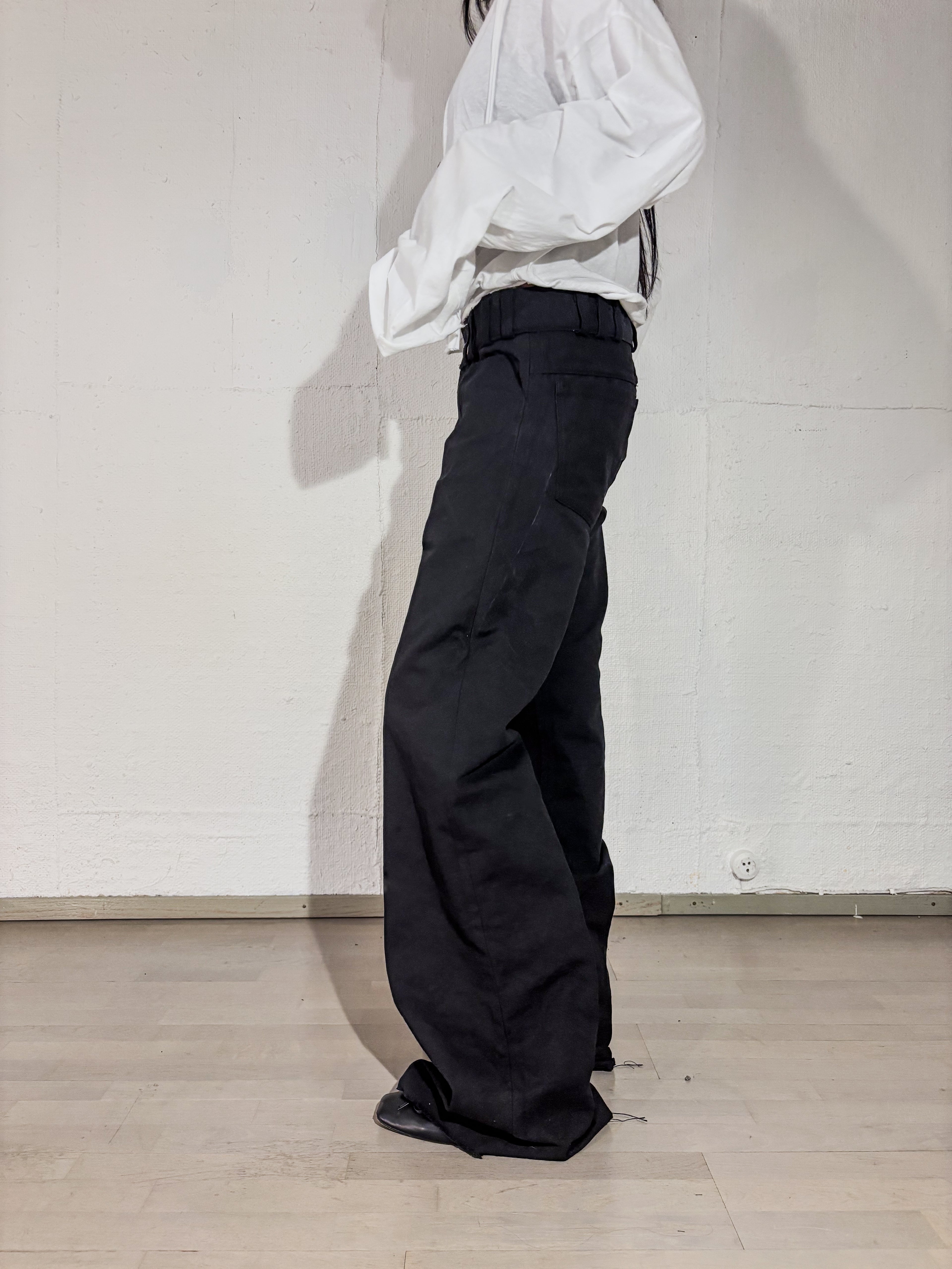 FLARED CANVAS TROUSERS