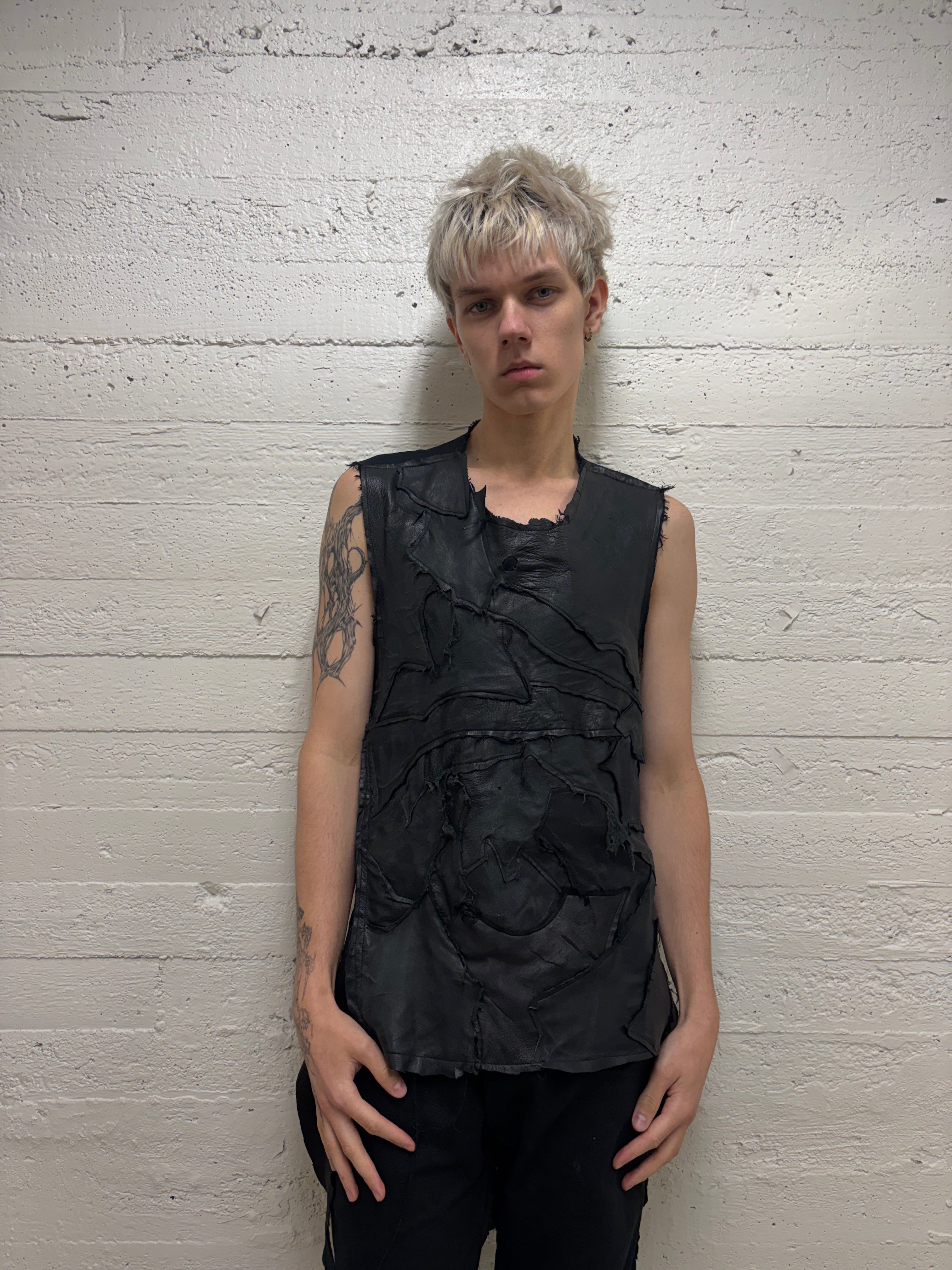 LEATHER PATCHWORK TOP
